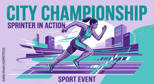 City Championship Sprinter In Action Sport Event Illustration