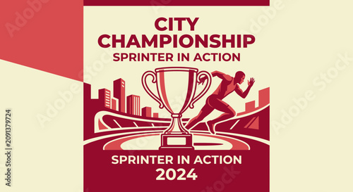 City Championship Sprinter In Action Trophy And Runner Competition