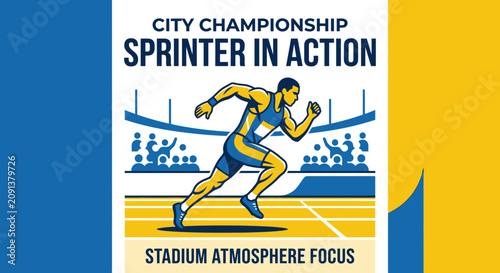 City Championship Sprinter In Action Stadium Atmosphere Focus