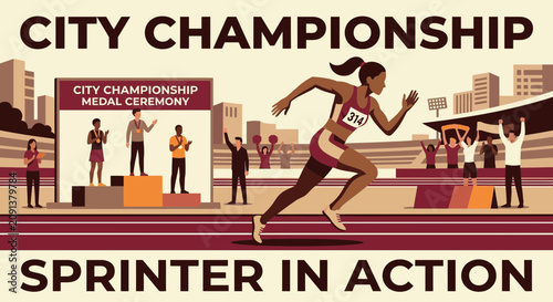 City Championship Sprinter Race And Medal Ceremony Achievement Celebration Illustration