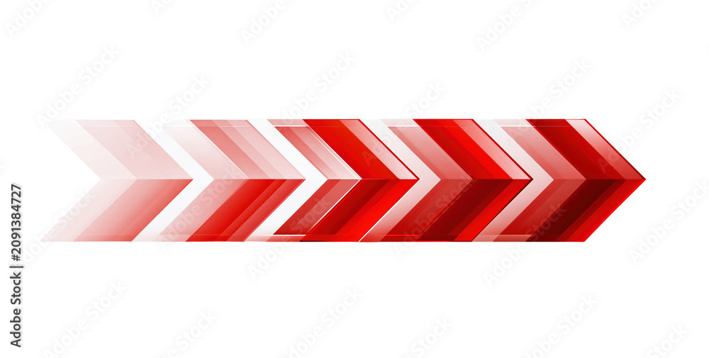 Fototapeta premium Red and white chevron arrows on transparent background