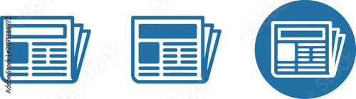 Tableau sur toile Set of newspaper icons, outline, solid and circle style, vector illustration