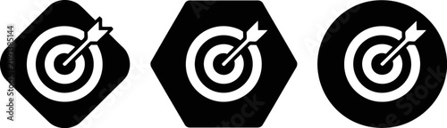 Target icon set archery target with arrow symbol goal and success sign