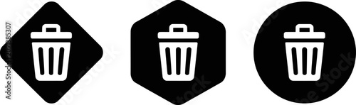 Obraz na płótnie Set of trash bin icons in diamond, hexagon and circle shapes
