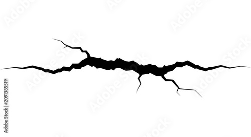 Canvastavla Fractured surface with jagged edges a black silhouette against a white backgroun