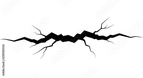 Fractured surface with irregular cracks a black and white silhouette fracture crack crevice split break