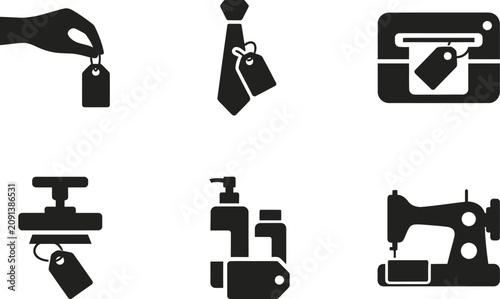 Minimalist Line Art Travel and Business Essentials Icon Set Flat Design