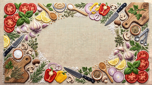 Embroidered Fresh Ingredient Recipe Frame