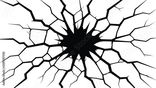 Quadro su tela Cracked surface silhouette on a white background
