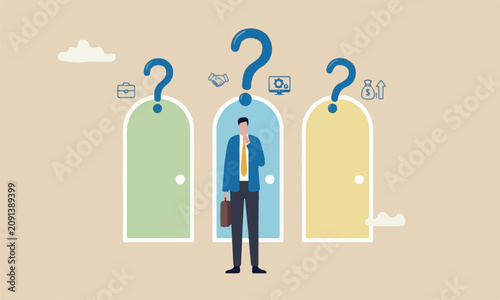 Foto Choosing choices, pathway, decide for new job or select important chance, right