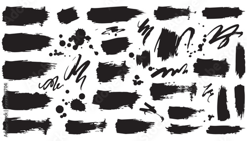 Black Paint Brush Strokes Texture Vector Design