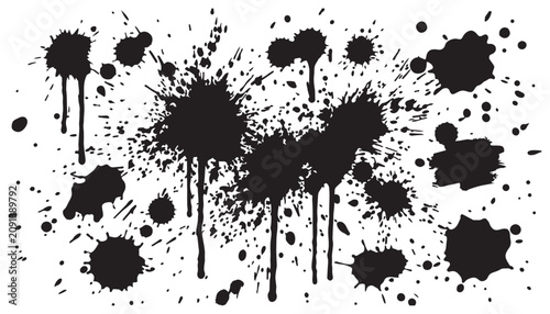 Black Ink Splatter Set Texture Vector Design Art