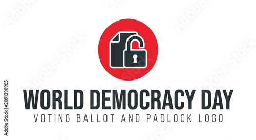 World Democracy Day Concept with Voting Ballot and Unlocked Padlock Icon