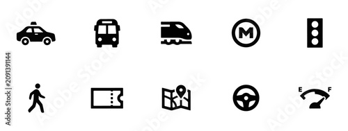 Fotografía Transportation and public transit icon set with transportation pedestrian naviga