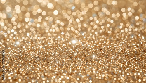 Shimmering Gold Glitter on a Surface With Bright Reflections in Soft Light
