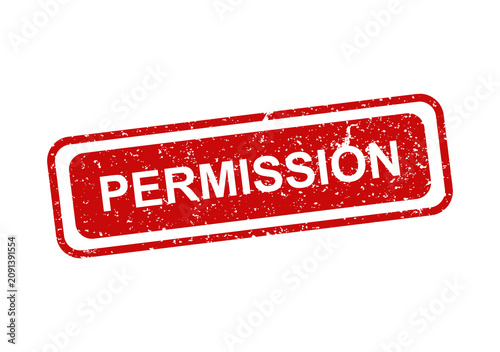 Red permission stamp with bold text illustration