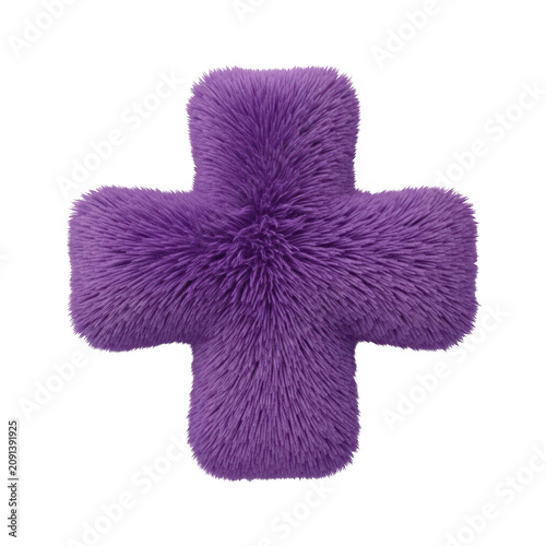Purple Fuzzy Plus Sign Symbol isolated on transparent background