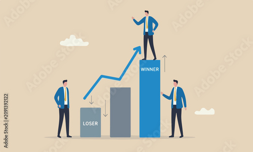 Canvas Print Business competition between company profit or employee, winner and loser in con