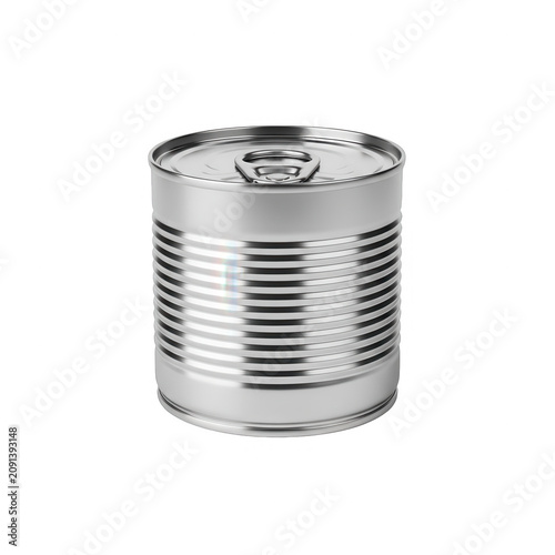 Blank Metallic Food Can isolated on transparent background