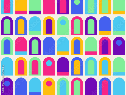 Flat Arch Doorway Tiles Abstract Vector Design