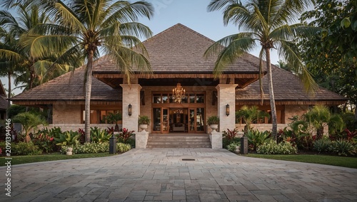 Modern Tropical House With Palm Trees in Sunny Location