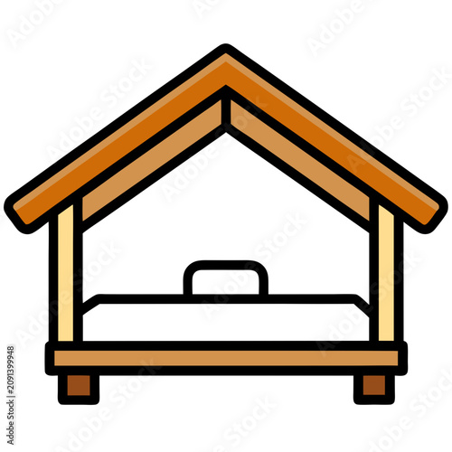 Canvas Print Simple wooden bedstead frame, traditional design for sleeping
