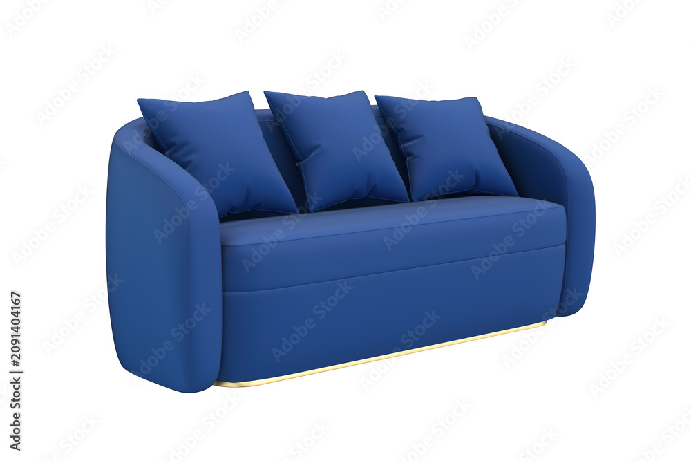 Naklejka premium Modern blue sofa on transparent background