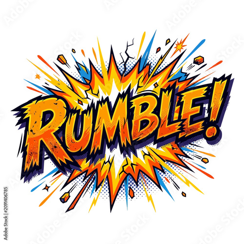 Obraz na płótnie Comic book rumble word explosion vector illustration on white