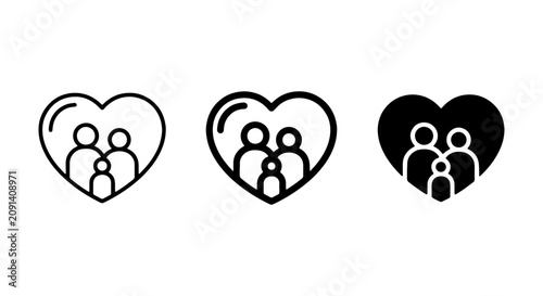 Bild auf Leinwand Family Love Icons, Heart Symbol, Parental Care, Human Connection, Vector Graphic