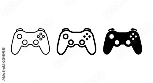 Video Game Controller Icons, Gaming Input Devices, Digital Entertainment Control Set, Vector Graphics
