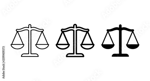 Scales of Justice Icons, Balance Symbol Vector Art, Legal Equilibrium Graphics, Law and Order Icons