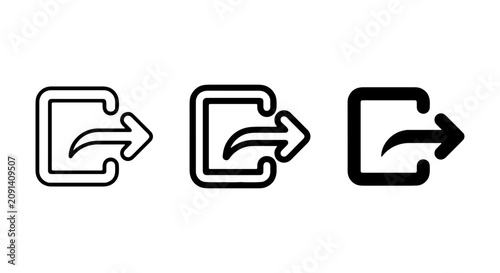 Export Icon Set, Outgoing Arrow Symbol, Share Link Graphic, Vector Arrows