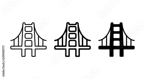 Photography Golden Gate Bridge Icons, San Francisco Landmark Vector Set, Architectural Struc