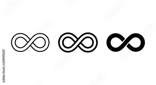 Fotografie Infinity Symbol Icons, Endless Loop Graphics, Forever Concept Vector Set
