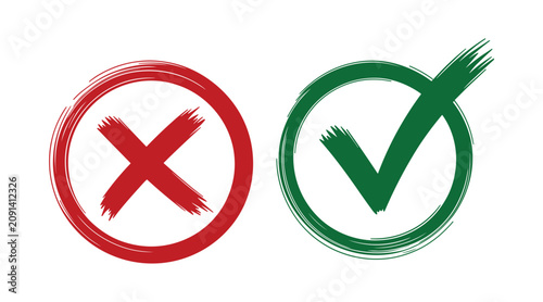Fotografie Red Cross and Green Checkmark