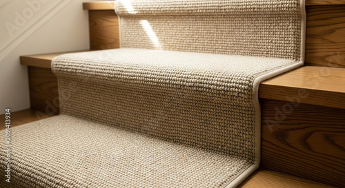 Textured Stair Runner on Wooden Steps