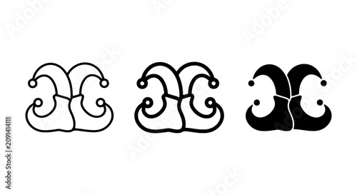 Fotografía Jester Hat Icons, Joker Cap Symbols, Court Jester Headwear Vector Graphics