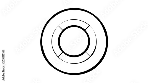 Top view circular sun hat with concentric brim and crown lines, clean minimalist vector icon illustration for beach fashion, vacation accessories, summer style, resort wear and warm weather design
