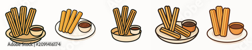 Set of delicious churros food vectors