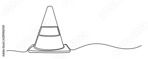 Continuous line drawing of traffic cone minimalist vector illustration