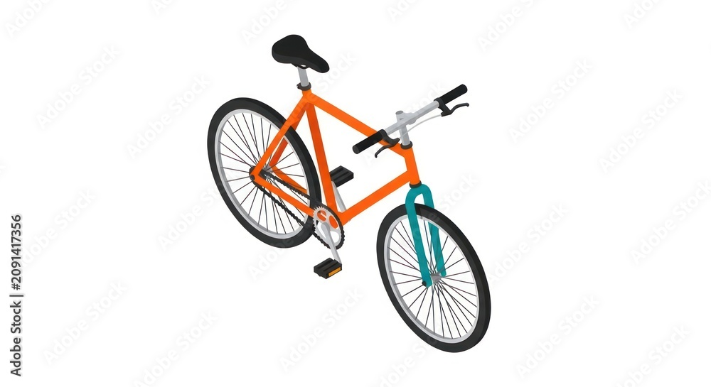 Fototapeta premium Vibrant Orange Bicycle with Black Wheels.