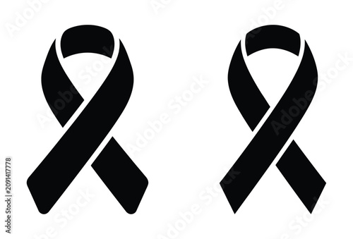 Black awareness ribbon symbols for support and solidarity
