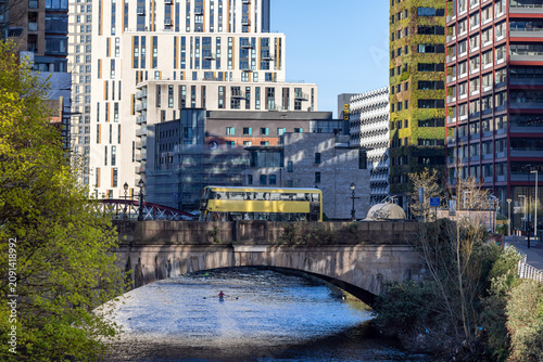 The Albert Bridge over the River Irwell, directly connecting the cities of Manchester and Salford.