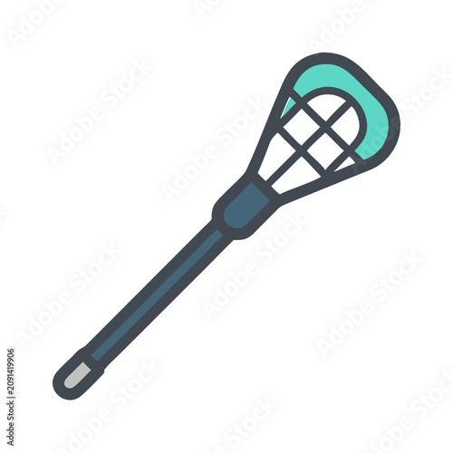 Bild auf Leinwand Minimalist lacrosse stick on black background sports illustration