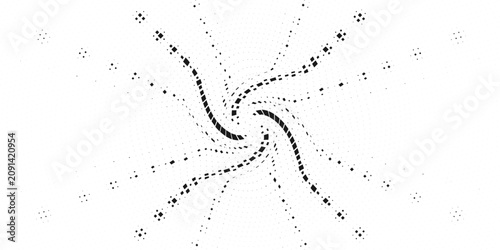Schilderij op canvas Abstract spiral pixel vortex pattern with rotating geometric square elements on