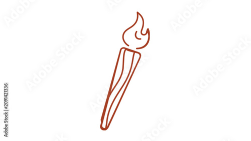 A clean flat vector line icon showing a tiki torch, suited for luau flyers, poolside wayfinding, campground decor, or warm vacation themes.