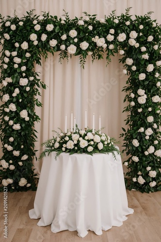 Wedding Decorations With Flowers and Candles at a Venue Setting in the Afternoon