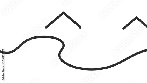 A simple clean flat vector line icon showing a folded trail map for wayfinding, perfect for adventure brochures, park navigation, and trek planner interfaces.