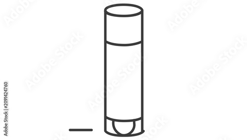 A clean flat vector line icon of a glue stick with cap, ideal for school supply labels, craft apps, classroom worksheets, or office tool menus.