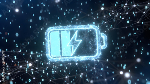 Technology battery high power electric energy, Battery to electric cars and mobile devices with clean electricity, Green renewable energy battery storage future, Technology digital abstract background